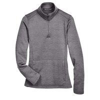 Devon & Jones Women's Newbury Mélange Fleece Quarter-Zip Pullover, Dark Grey Heather, Front view
