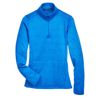 Devon & Jones Women's Newbury Mélange Fleece Quarter-Zip Pullover, French Blue Heather, Front view