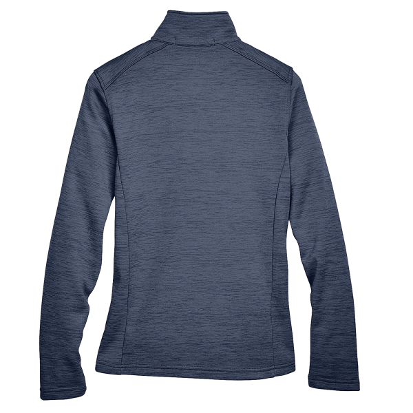 Devon & Jones Women's Newbury Mélange Fleece Quarter-Zip Pullover, Navy Heather, Back view