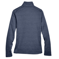 Devon & Jones Women's Newbury Mélange Fleece Quarter-Zip Pullover, Navy Heather, Back view