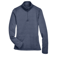 Devon & Jones Women's Newbury Mélange Fleece Quarter-Zip Pullover, Navy Heather, Front view
