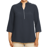 Devon & Jones Women's Perfect Fit™ Three-Quarter Sleeve Crepe Tunic, Black, Front view