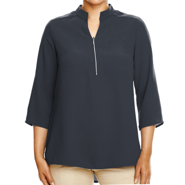Devon & Jones Women's Perfect Fit™ Three-Quarter Sleeve Crepe Tunic, Black, Front view