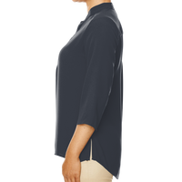 Devon & Jones Women's Perfect Fit™ Three-Quarter Sleeve Crepe Tunic, Black, Left Sleeve view