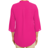 Devon & Jones Women's Perfect Fit™ Three-Quarter Sleeve Crepe Tunic, Crown Raspberry, Back view