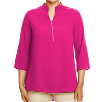 Devon & Jones Women's Perfect Fit™ Three-Quarter Sleeve Crepe Tunic, Crown Raspberry, Front view