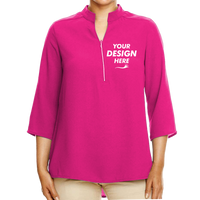 Devon & Jones Women's Perfect Fit™ Three-Quarter Sleeve Crepe Tunic, Crown Raspberry, Front view, Mockup