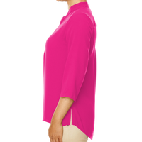 Devon & Jones Women's Perfect Fit™ Three-Quarter Sleeve Crepe Tunic, Crown Raspberry, Left Sleeve view