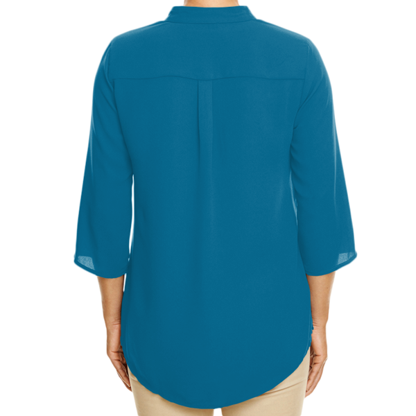 Devon & Jones Women's Perfect Fit™ Three-Quarter Sleeve Crepe Tunic, Dark Teal, Back view