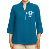 Devon & Jones Women's Perfect Fit™ Three-Quarter Sleeve Crepe Tunic, Dark Teal, Front view, Mockup