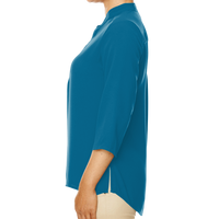 Devon & Jones Women's Perfect Fit™ Three-Quarter Sleeve Crepe Tunic, Dark Teal, Left Sleeve view