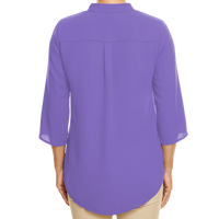 Devon & Jones Women's Perfect Fit™ Three-Quarter Sleeve Crepe Tunic, Grape, Back view
