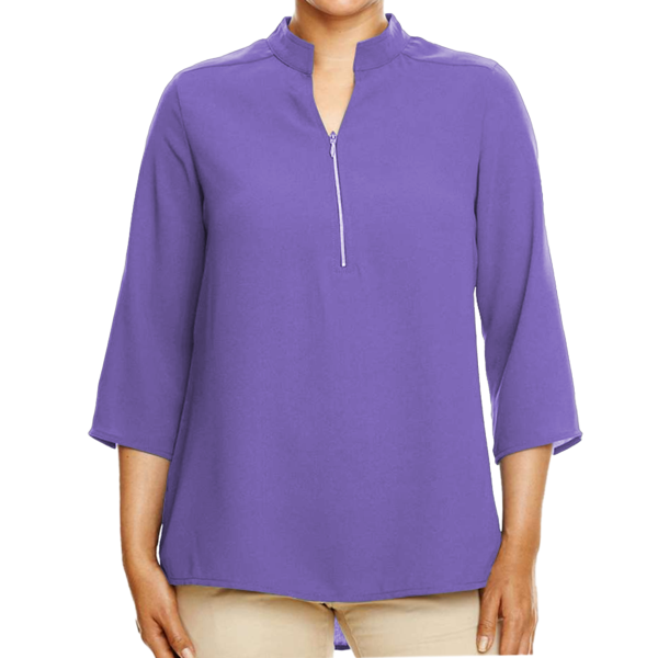 Devon & Jones Women's Perfect Fit™ Three-Quarter Sleeve Crepe Tunic, Grape, Front view