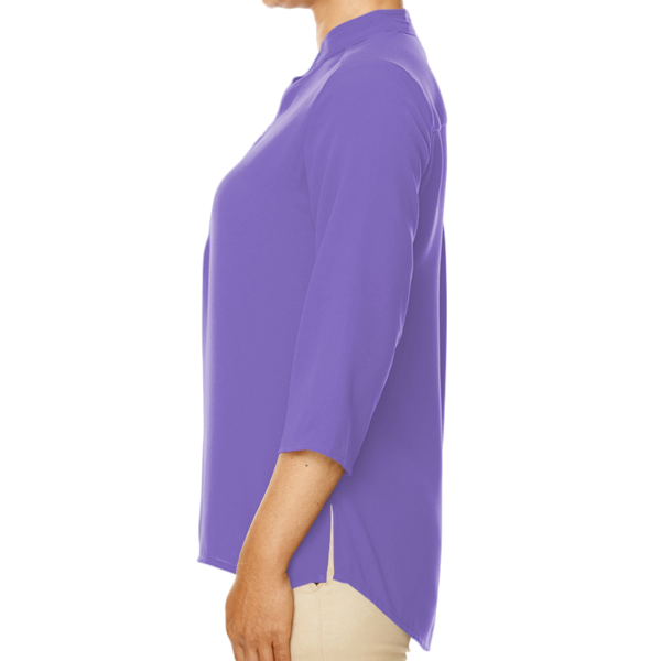 Devon & Jones Women's Perfect Fit™ Three-Quarter Sleeve Crepe Tunic, Grape, Left Sleeve view
