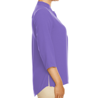 Devon & Jones Women's Perfect Fit™ Three-Quarter Sleeve Crepe Tunic, Grape, Right Sleeve view