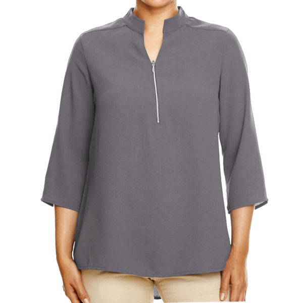 Devon & Jones Women's Perfect Fit™ Three-Quarter Sleeve Crepe Tunic, Graphite, Front view