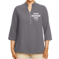 Devon & Jones Women's Perfect Fit™ Three-Quarter Sleeve Crepe Tunic, Graphite, Front view, Mockup