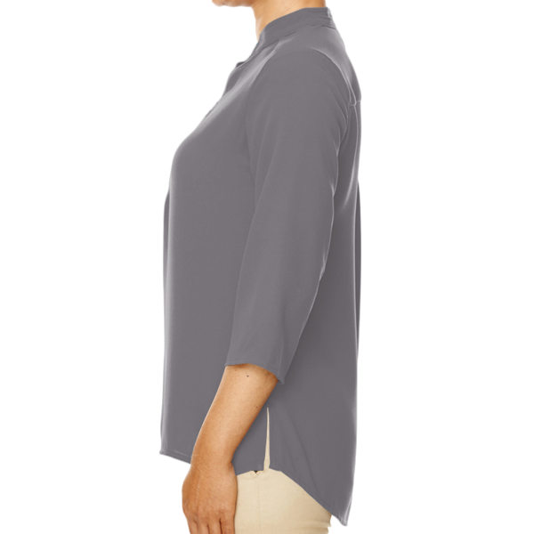Devon & Jones Women's Perfect Fit™ Three-Quarter Sleeve Crepe Tunic, Graphite, Left Sleeve view