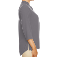 Devon & Jones Women's Perfect Fit™ Three-Quarter Sleeve Crepe Tunic, Graphite, Right Sleeve view