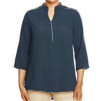 Devon & Jones Women's Perfect Fit™ Three-Quarter Sleeve Crepe Tunic, Navy, Front view