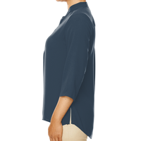Devon & Jones Women's Perfect Fit™ Three-Quarter Sleeve Crepe Tunic, Navy, Left Sleeve view