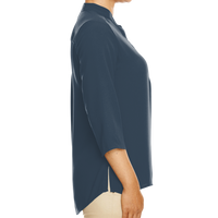 Devon & Jones Women's Perfect Fit™ Three-Quarter Sleeve Crepe Tunic, Navy, Right Sleeve view