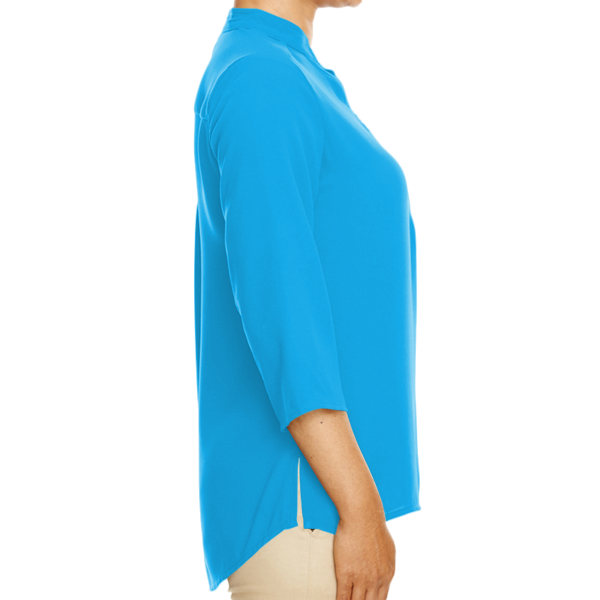 Devon & Jones Women's Perfect Fit™ Three-Quarter Sleeve Crepe Tunic, Ocean Blue, Right Sleeve view