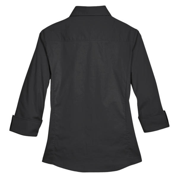 Devon & Jones Women's Perfect Fit™ Three-Quarter Sleeve Stretch Poplin Dress Shirt, Black, Back view