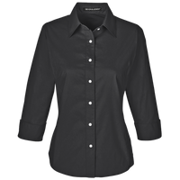 Devon & Jones Women's Perfect Fit™ Three-Quarter Sleeve Stretch Poplin Dress Shirt, Black, Front view