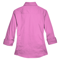 Devon & Jones Women's Perfect Fit™ Three-Quarter Sleeve Stretch Poplin Dress Shirt, Charity Pink, Back view