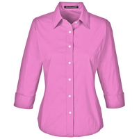 Devon & Jones Women's Perfect Fit™ Three-Quarter Sleeve Stretch Poplin Dress Shirt, Charity Pink, Front view