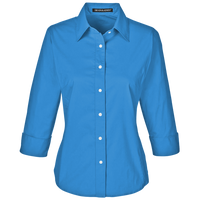 Devon & Jones Women's Perfect Fit™ Three-Quarter Sleeve Stretch Poplin Dress Shirt, French Blue, Front view