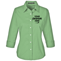 Devon & Jones Women's Perfect Fit™ Three-Quarter Sleeve Stretch Poplin Dress Shirt, Lime, Front view, Mockup