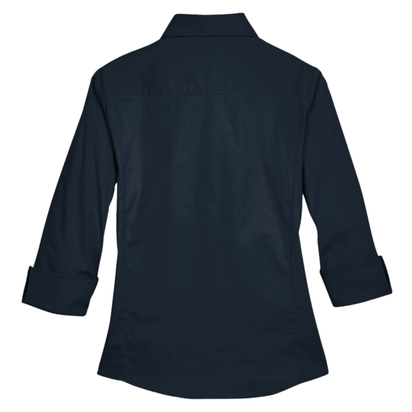 Devon & Jones Women's Perfect Fit™ Three-Quarter Sleeve Stretch Poplin Dress Shirt, Navy, Back view