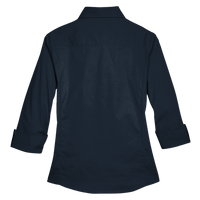 Devon & Jones Women's Perfect Fit™ Three-Quarter Sleeve Stretch Poplin Dress Shirt, Navy, Back view