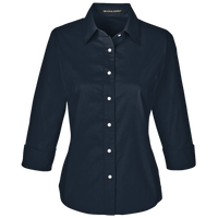 Devon & Jones Women's Perfect Fit™ Three-Quarter Sleeve Stretch Poplin Dress Shirt, Navy, Front view