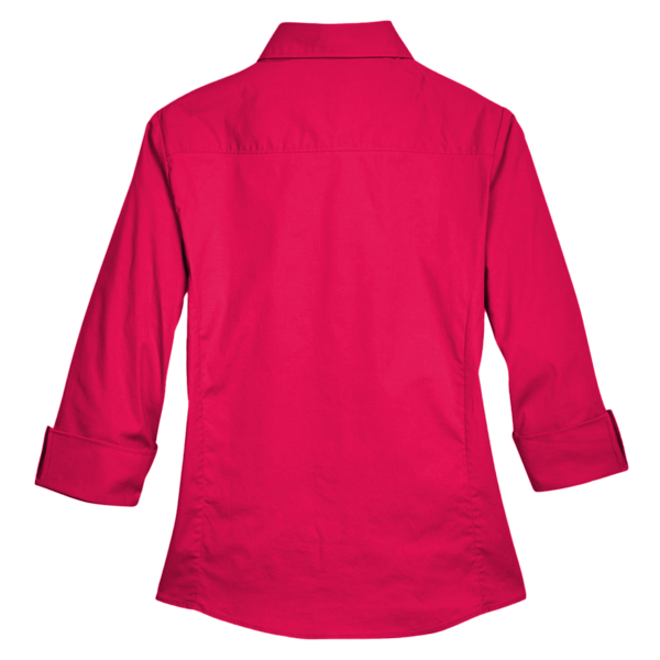 Devon & Jones Women's Perfect Fit™ Three-Quarter Sleeve Stretch Poplin Dress Shirt, Red, Back view