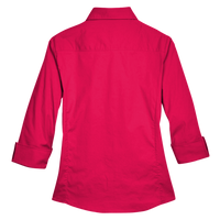 Devon & Jones Women's Perfect Fit™ Three-Quarter Sleeve Stretch Poplin Dress Shirt, Red, Back view