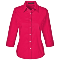 Devon & Jones Women's Perfect Fit™ Three-Quarter Sleeve Stretch Poplin Dress Shirt, Red, Front view