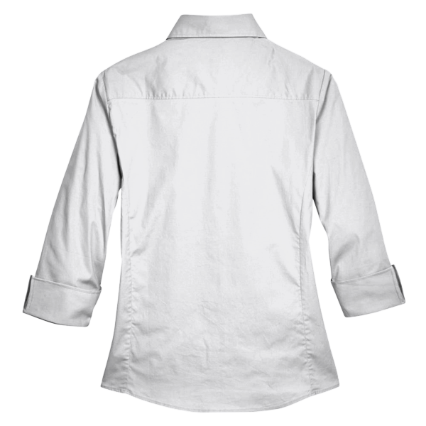 Devon & Jones Women's Perfect Fit™ Three-Quarter Sleeve Stretch Poplin Dress Shirt, White, Back view