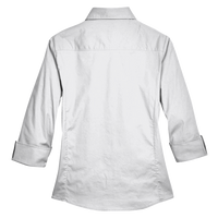 Devon & Jones Women's Perfect Fit™ Three-Quarter Sleeve Stretch Poplin Dress Shirt, White, Back view
