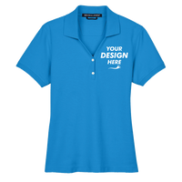 Devon & Jones Women's Pima Piqué Polo, French Blue, Front view, Mockup