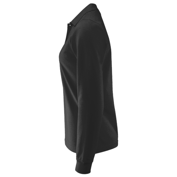 Devon & Jones Women's Pima Piqué Long Sleeve Polo, Black, Left Sleeve view