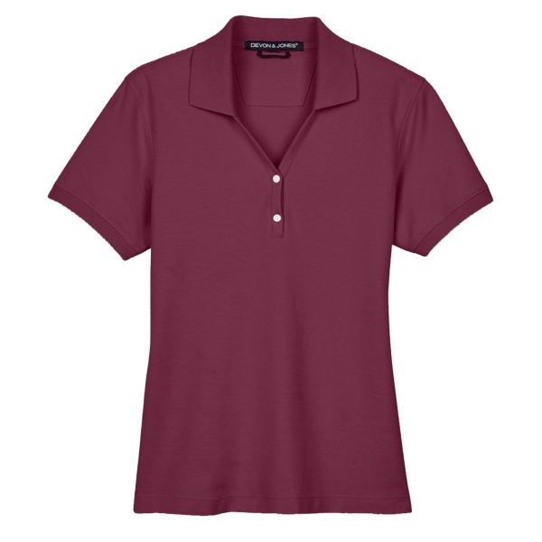 Devon & Jones Women's Pima Piqué Polo, Burgundy, Front view
