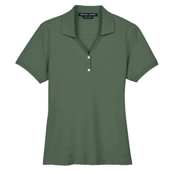 Devon & Jones Women's Pima Piqué Polo, Dill, Front view