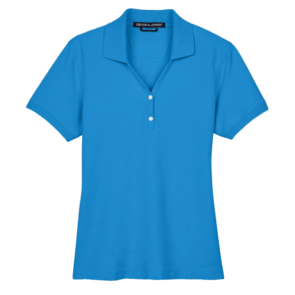 Devon & Jones Women's Pima Piqué Polo, French Blue, Front view