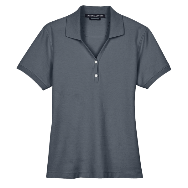 Devon & Jones Women's Pima Piqué Polo, Graphite, Front view