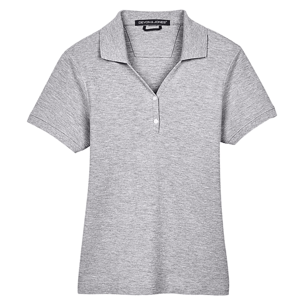 Devon & Jones Women's Pima Piqué Polo, Grey Heather, Front view