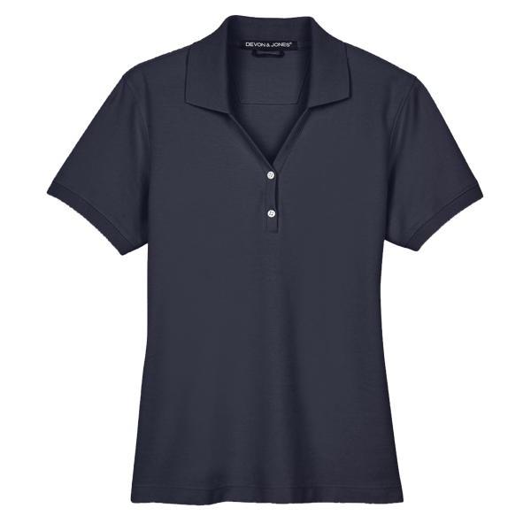 Devon & Jones Women's Pima Piqué Polo, Navy, Front view