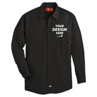 Dickies Men's Industrial Long Sleeve Work Shirt, Black, Front view, Mockup